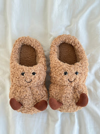 Peanut Fuzzy Scuff Slippers