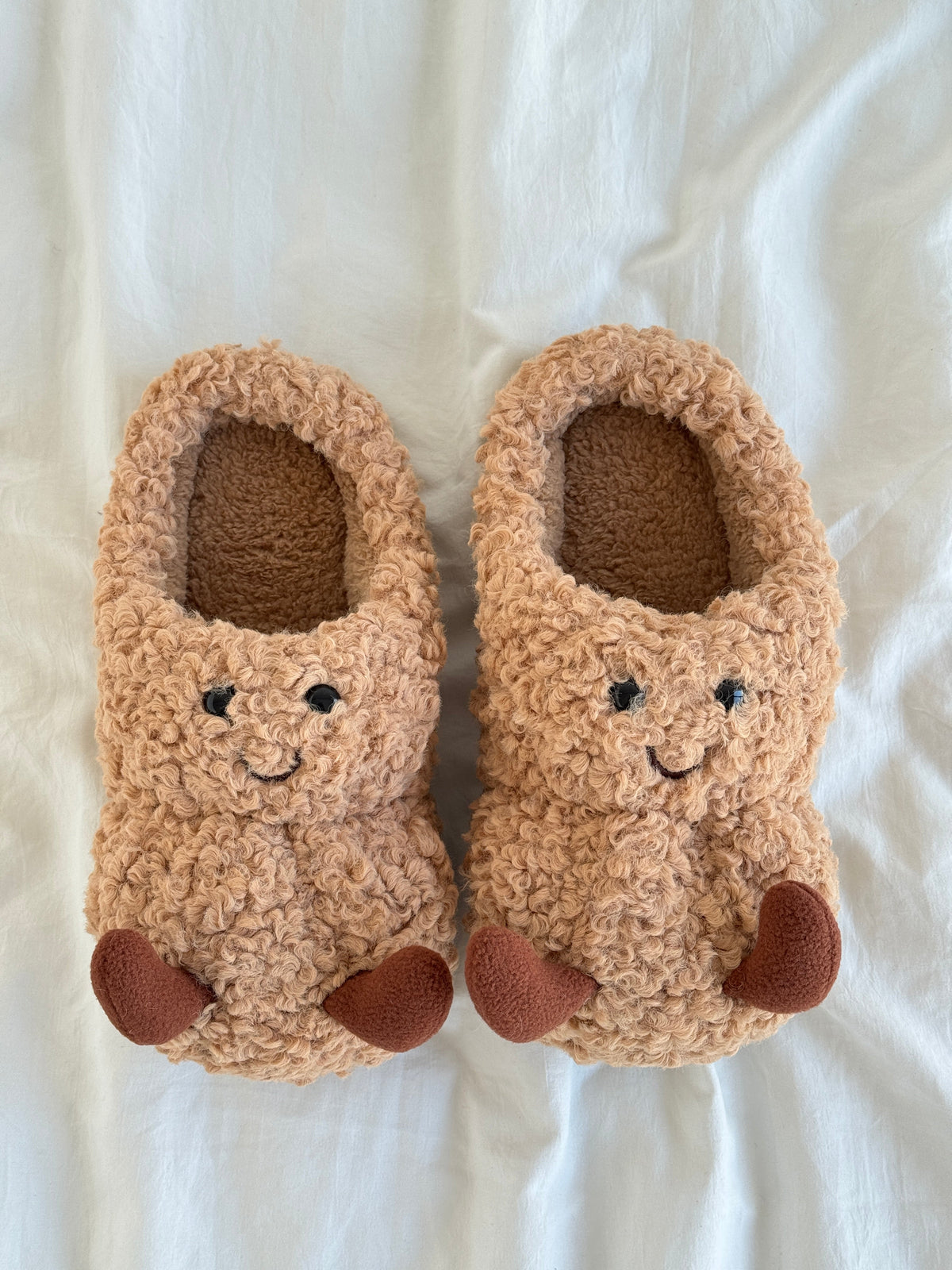 Peanut Fuzzy Scuff Slippers