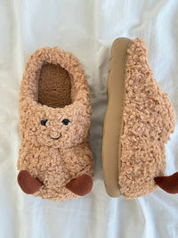 Peanut Fuzzy Scuff Slippers