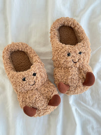 Peanut Fuzzy Scuff Slippers